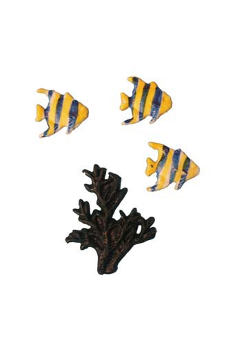Wachsmotiv Fische gelb und blau mit Koralle