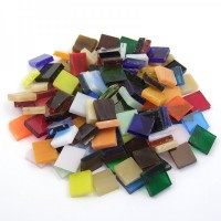 Tiffany Glas 10x10x4mm 200g - Mix Tiffany Glas 10x10x4mm 200g - Mix