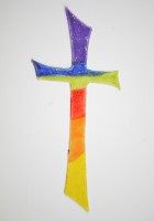 Wachskreuz mit Regenbogen und gold für Kerzen Wachskreuz mit Regenbogen und gold für Kerzen
