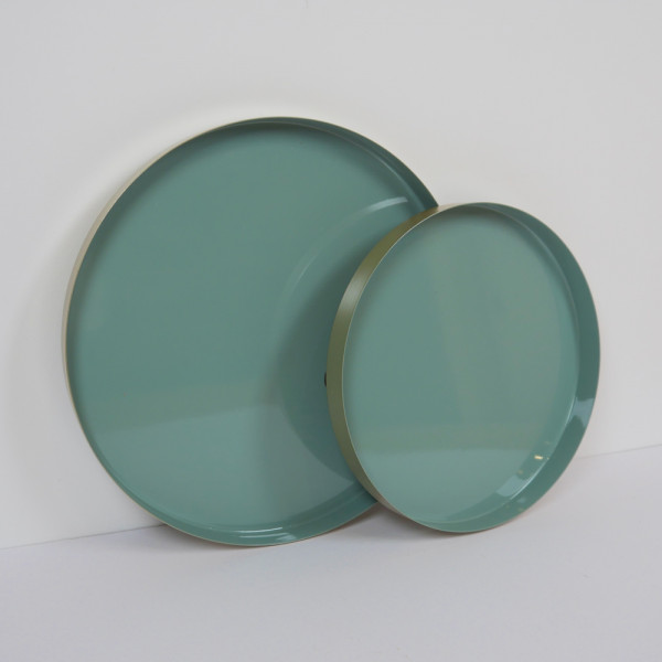 Deko Tablett 2er Set Metall – Gold & Grün