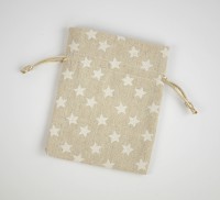 Baumwoll Säckchen beige mit weißen Sternen Baumwoll Säckchen beige mit weißen Sternen