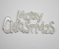 Wachsverzierung Schriftzug Merry Christmas silber Wachsverzierung Schriftzug Merry Christmas silber