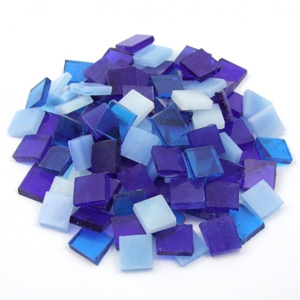 Tiffany Glas 10x10x4mm 200g - Blau Mix