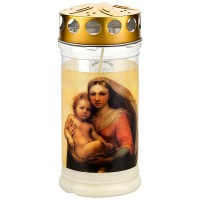 Grabkerze Madonna, mit Golddeckel, ca. 4 Tage Brenndauer Grabkerze Madonna, mit Golddeckel, ca. 4 Tage Brenndauer
