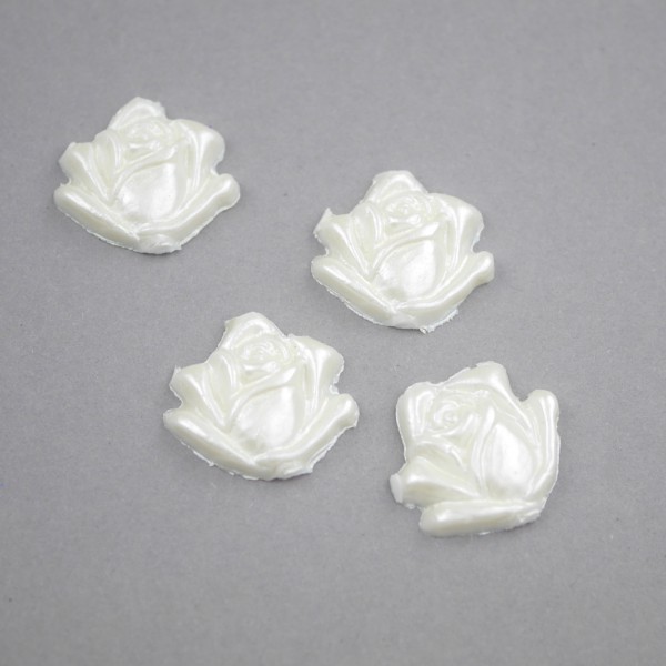 Wachsmotiv – Rose – Elfenbein Perlmutt – 2,3 cm – 4 Stück