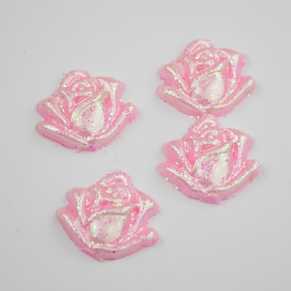 Wachs Rosen mit Glitter rosa 2,3 cm