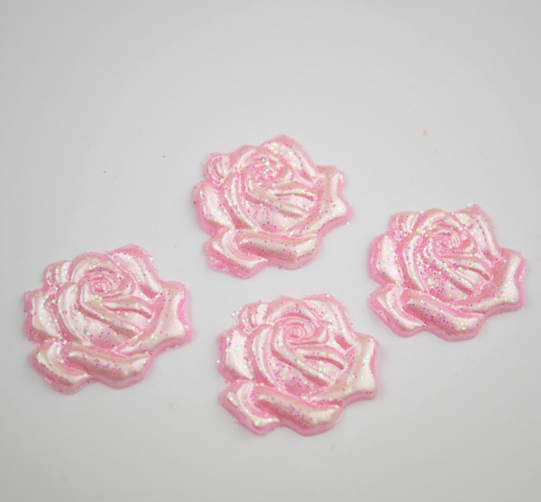 Wachs Rosen mit Glitter rosa 2,5 cm