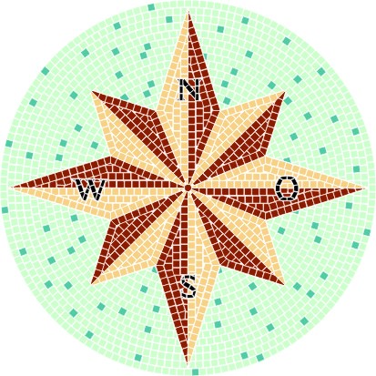 Mosaik Vorlagen - Kompass l ∅ 80cm