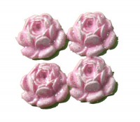 Wachs Rosen mit Glitter rosa 2 cm Wachs Rosen mit Glitter rosa 2 cm