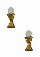 Wachsmotiv Kelch mit Hostie in gold oder silber Wachsmotiv Kelch mit Hostie in gold oder silber