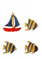 Wachsverzierung Fische mit Schiff Wachsverzierung Fische mit Schiff