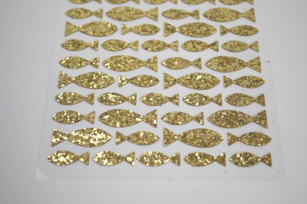 Fisch Flitter Sticker, gold