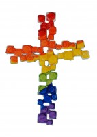 Wachskreuz Mosaik Regenbogen für Kerzen Wachskreuz Mosaik Regenbogen für Kerzen