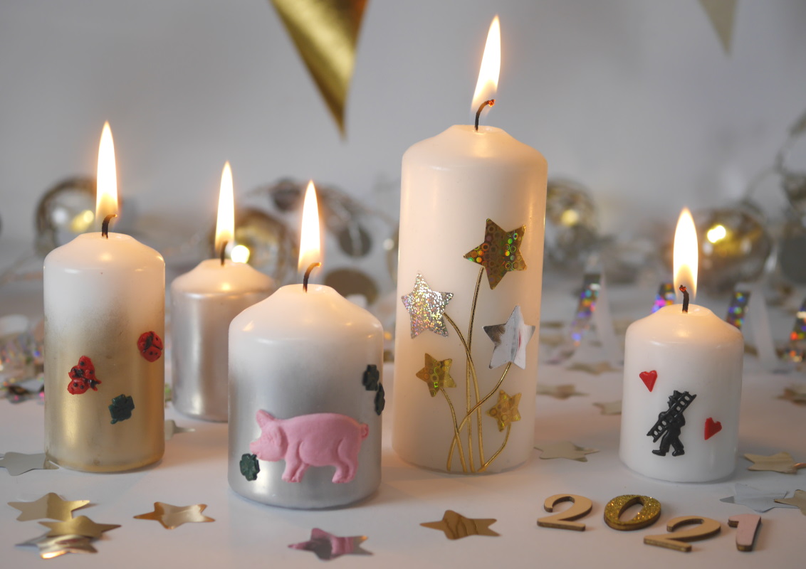 Silvester Kerzen Deko für Zuhause