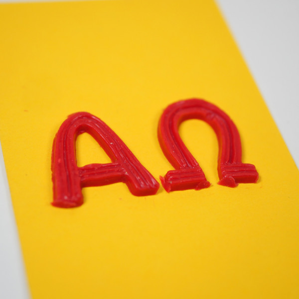 Wachsmotiv – Alpha und Omega – Rot – 1,5 cm – 1 Set