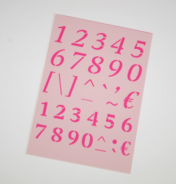 Schablone Stencil Zahlen und Sonderzeichen