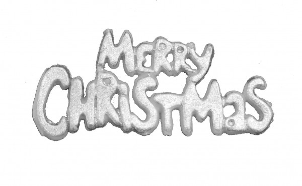 Wachsverzierung Schriftzug "Merry Christmas" silber
