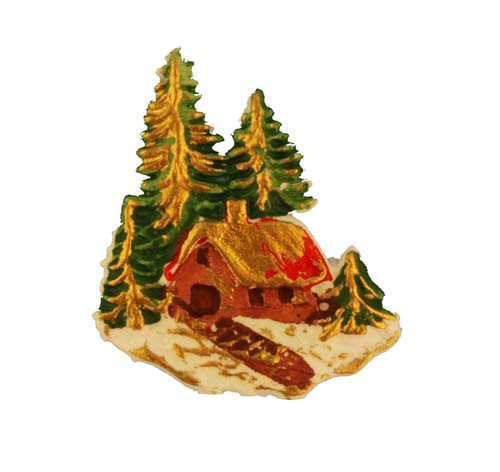 Haus mit Bäumen, Weihnachten, 4 cm