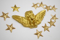 Wachsengel mit Sterne in gold Wachsengel mit Sterne in gold