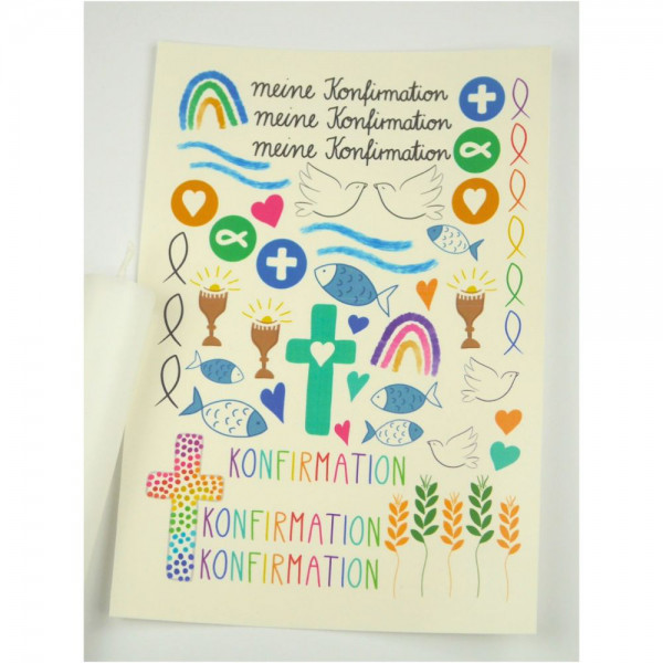 Kerzentattoos Konfirmation für Stabkerzen
