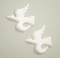 Wachsverzierung Tauben unbemalt weiß 3 cm Wachsverzierung Tauben unbemalt weiß 3 cm