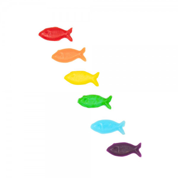 Wachsmotiv – Fische in Regenbogenfarben – 6 Stück