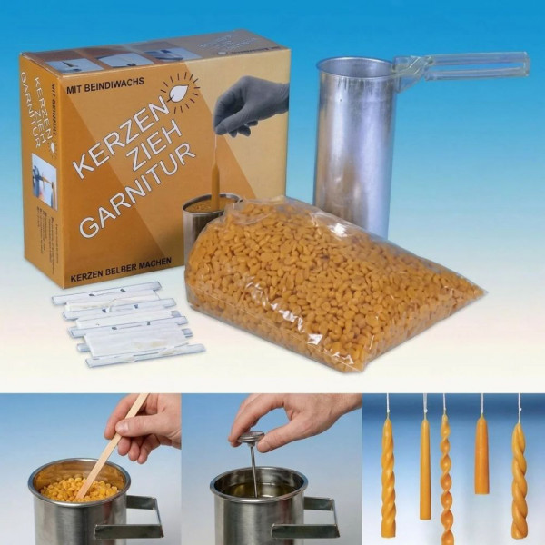 Kerzenzieh-Garnitur klein mit 2 kg Bienenwachs