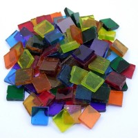 Tiffany Glas 15x15x4mm 200g - Transparent Mix Tiffany Glas 15x15x4mm 200g - Transparent Mix
