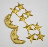 Wachsmotiv Mond und Sterne in gold Wachsmotiv Mond und Sterne in gold