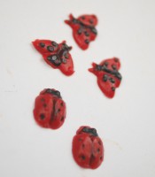 Wachsmotiv Marienkäfer 1 cm, 5 Stück Wachsmotiv Marienkäfer 1 cm, 5 Stück