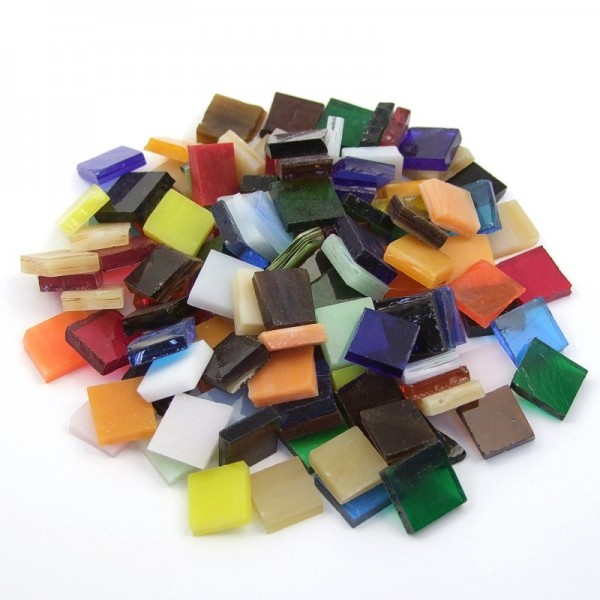Tiffany Glas 10x10x4mm 200g - Bunt Mix