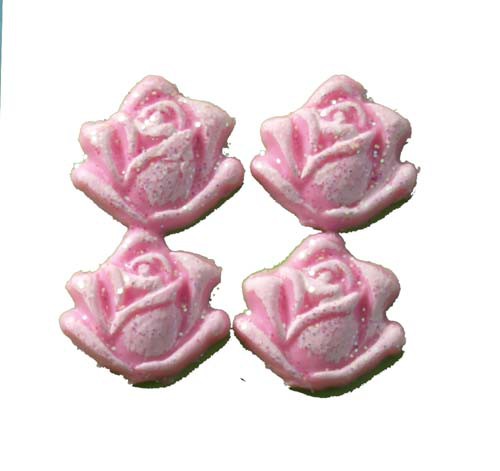 Wachs Rosen mit Glitter rosa 2,3 cm