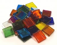 Eis Glas transparent 15x15x4mm - Bunt Mix Eis Glas transparent 15x15x4mm - Bunt Mix