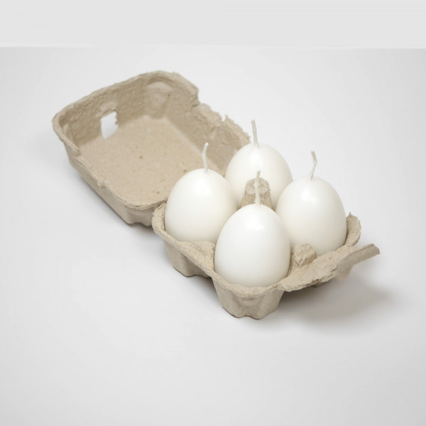 Eierkerzen weiss 4er Pack im Eierkarton