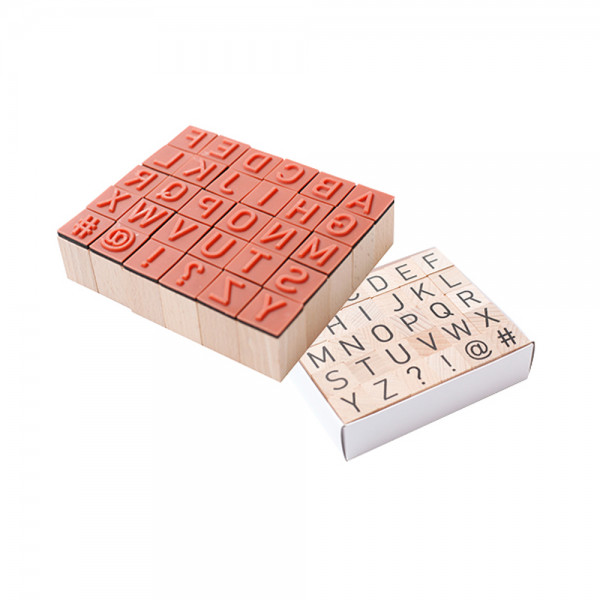 Stempel-Set Alphabet 30-teilig – Buchstabenstempel 2 x 2 cm für Basteln