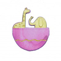Wachsmotiv Arche Noah in pink und gold Wachsmotiv Arche Noah in pink und gold