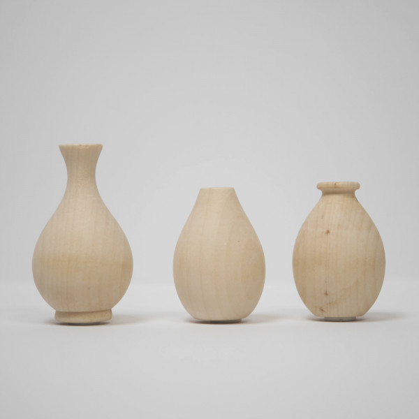 Holz Deko Vase mini im 3er Set zum kreativen Dekorieren