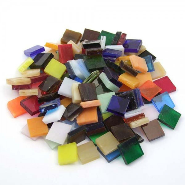 Tiffany Glas 15x15x4mm 200g - Bunt Mix