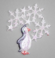 Pinguin mit Glitterschneesterne 3,5 cm Pinguin mit Glitterschneesterne 3,5 cm