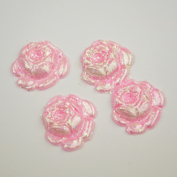 Wachs Rosen mit Glitter rosa 2 cm