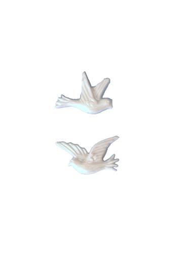 Tauben weiß perlmutt 2,5 cm, 2 Stück