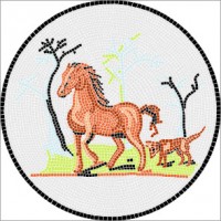 Mosaik Vorlagen - Pferd antik l ∅ 50cm Mosaik Vorlagen - Pferd antik l ∅ 50cm