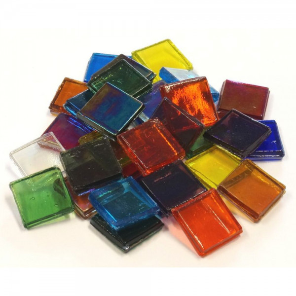 Eis Glas transparent 15x15x4mm - Bunt Mix