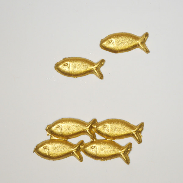 Fische gold 2 cm aus Wachs für Kerzen