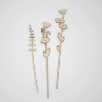 Holz Stecker Mohn Gräser 3er Set zum Dekorieren Holz Stecker Mohn Gräser 3er Set zum Dekorieren