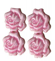 4 Rosen mit Glitter rosa, 2,5 mm 4 Rosen mit Glitter rosa, 2,5 mm