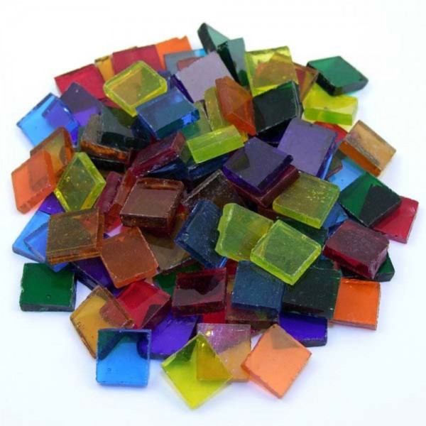 Tiffany Glas 10x10x4mm 200g - Transparent Mix