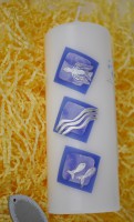 3 Quadrate Wasser/Fische/Taube, blau/gold, 2,5 cm 3 Quadrate Wasser/Fische/Taube, blau/gold, 2,5 cm