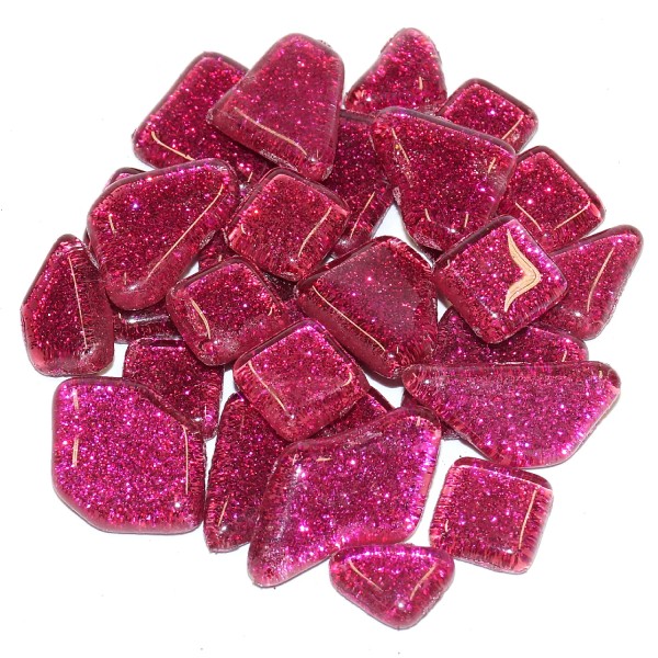 Soft Glas polygonal Rosa-Glitter