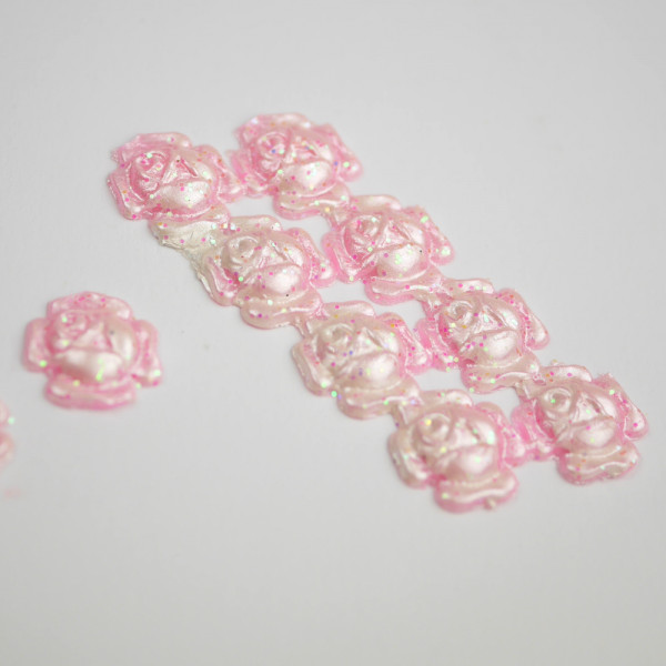 Wachs Rosen mit Glitter rosa 1,5 cm